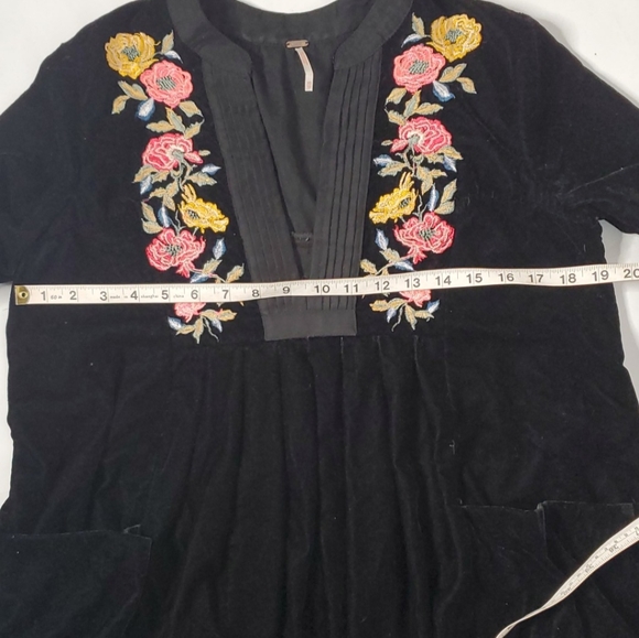 FREE PEOPLE Mia floral Boho Velvet BlacK Dress XS - Picture 8 of 13